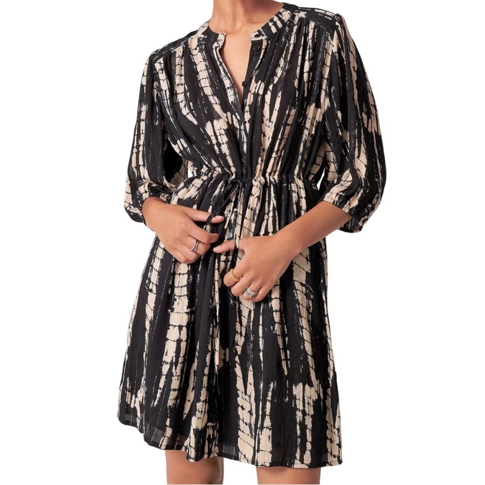 ba&sh kenya black and cream tie waste dress size medium nwt
